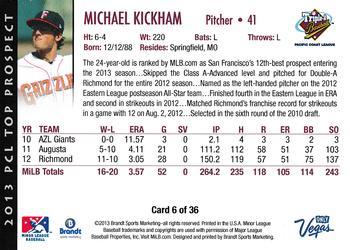 2013 Brandt Pacific Coast League Top Prospects #6 Mike Kickham Back