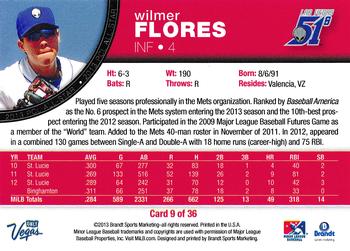 2013 Brandt Pacific Coast League All-Stars #9 Wilmer Flores Back