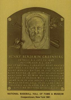 1981-89 Official Hall of Fame Metallic Plaques #NNO Hank Greenberg Front