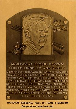 1981-89 Official Hall of Fame Metallic Plaques #NNO Mordecai Brown Front