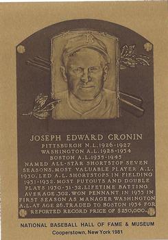 1981-89 Official Hall of Fame Metallic Plaques #NNO Joe Cronin Front