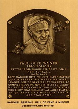 1981-89 Official Hall of Fame Metallic Plaques #NNO Paul Waner Front