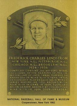1981-89 Official Hall of Fame Metallic Plaques #NNO Fred Lindstrom Front