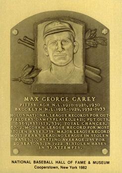 1981-89 Official Hall of Fame Metallic Plaques #NNO Max Carey Front