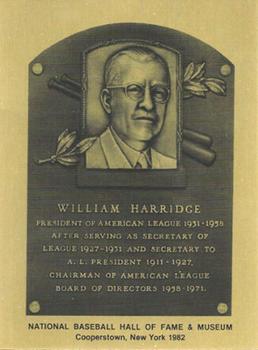 1981-89 Official Hall of Fame Metallic Plaques #NNO Will Harridge Front