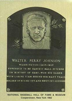 1981-89 Official Hall of Fame Metallic Plaques #NNO Walter Johnson Front