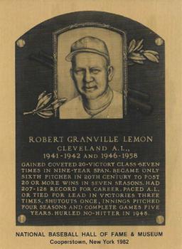 1981-89 Official Hall of Fame Metallic Plaques #NNO Bob Lemon Front