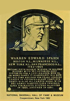 1981-89 Official Hall of Fame Metallic Plaques #NNO Warren Spahn Front