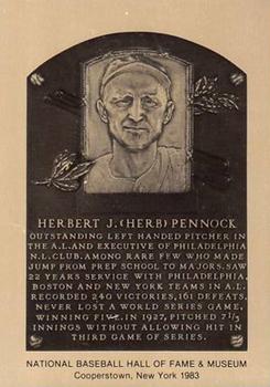 1981-89 Official Hall of Fame Metallic Plaques #NNO Herb Pennock Front
