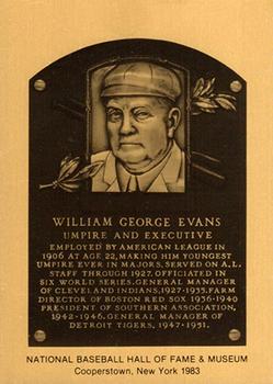 1981-89 Official Hall of Fame Metallic Plaques #NNO Billy Evans Front