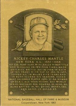 1981-89 Official Hall of Fame Metallic Plaques #NNO Mickey Mantle Front