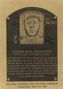 1981-89 Official Hall of Fame Metallic Plaques #NNO Joe DiMaggio Front
