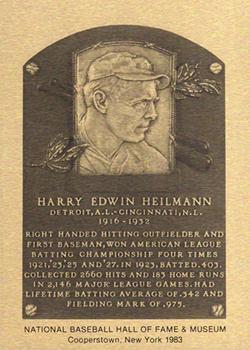 1981-89 Official Hall of Fame Metallic Plaques #NNO Harry Heilmann Front
