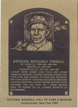 1981-89 Official Hall of Fame Metallic Plaques #NNO Rick Ferrell Front