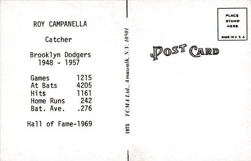 1973-80 TCMA All-Time Greats Postcards #NNO Roy Campanella Back