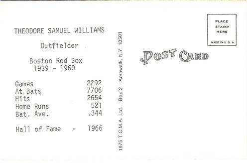 1973-80 TCMA All-Time Greats Postcards #NNO Ted Williams Back