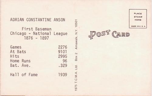 1973-80 TCMA All-Time Greats Postcards #NNO Cap Anson Back