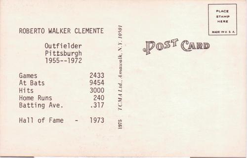 1973-80 TCMA All-Time Greats Postcards #NNO Roberto Clemente Back