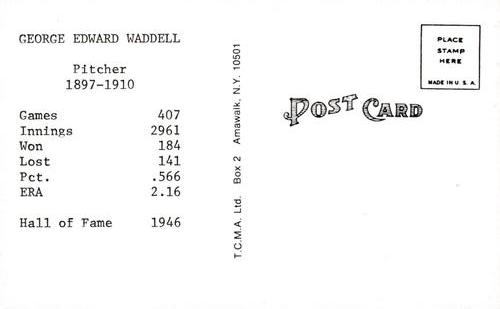 1973-80 TCMA All-Time Greats Postcards #NNO Rube Waddell Back