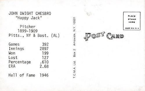 1973-80 TCMA All-Time Greats Postcards #NNO Jack Chesbro Back