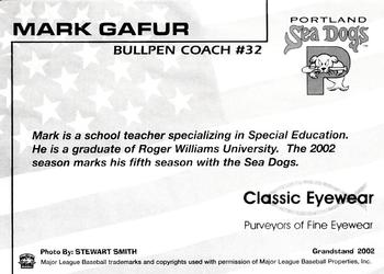 2002 Grandstand Portland Sea Dogs #NNO Mark Gafur Back