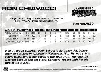 2002 Grandstand Harrisburg Senators #5 Ron Chiavacci Back
