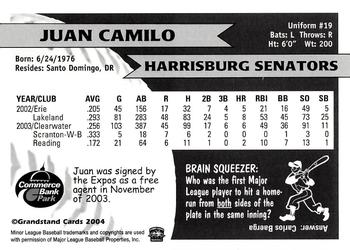 2004 Grandstand Harrisburg Senators #NNO Juan Camilo Back