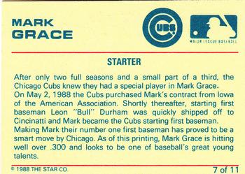 1989 Star Mark Grace #7 Mark Grace Back