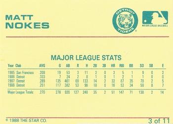 1989 Star Matt Nokes  #3 Matt Nokes Back