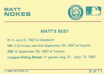 1989 Star Matt Nokes  #6 Matt Nokes Back