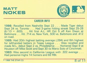 1989 Star Matt Nokes  #8 Matt Nokes Back