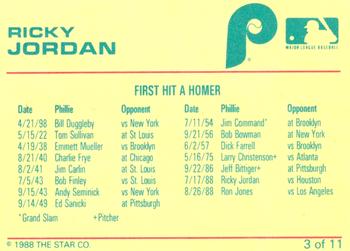 1989 Star Ricky Jordan #3 Ricky Jordan Back