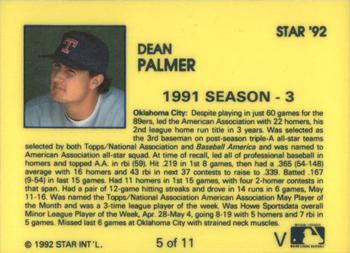 1992 Star Dean Palmer #5 Dean Palmer Back