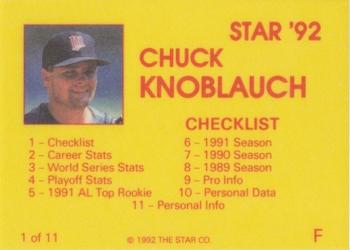 1992 Star Chuck Knoblauch #1 Chuck Knoblauch Back