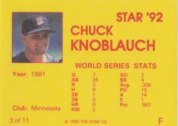 1992 Star Chuck Knoblauch #3 Chuck Knoblauch Back