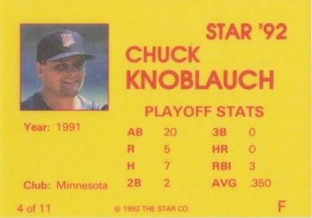 1992 Star Chuck Knoblauch #4 Chuck Knoblauch Back