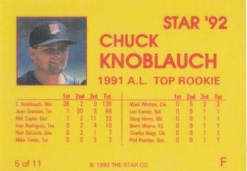 1992 Star Chuck Knoblauch #5 Chuck Knoblauch Back