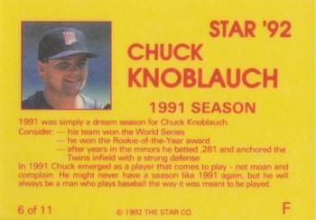1992 Star Chuck Knoblauch #6 Chuck Knoblauch Back