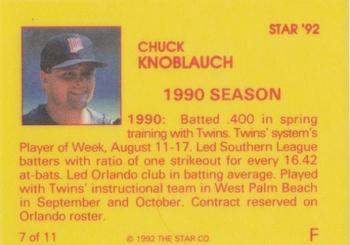 1992 Star Chuck Knoblauch #7 Chuck Knoblauch Back