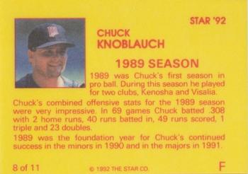1992 Star Chuck Knoblauch #8 Chuck Knoblauch Back