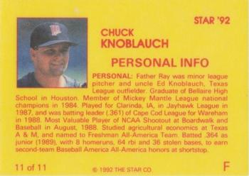 1992 Star Chuck Knoblauch #11 Chuck Knoblauch Back