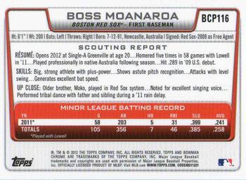 2012 Bowman Chrome - Prospects #BCP116 Boss Moanaroa Back