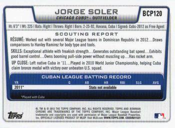 2012 Bowman Chrome - Prospects #BCP120 Jorge Soler Back