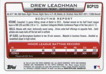 2012 Bowman Chrome - Prospects #BCP123 Drew Leachman Back