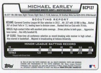 2012 Bowman Chrome - Prospects #BCP127 Michael Earley Back