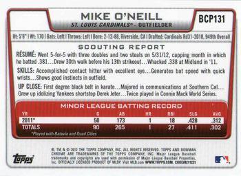 2012 Bowman Chrome - Prospects #BCP131 Mike O'Neill Back