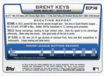 2012 Bowman Chrome - Prospects #BCP140 Brent Keys Back