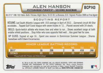 2012 Bowman Chrome - Prospects #BCP143 Alen Hanson Back