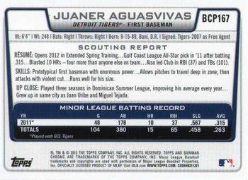 2012 Bowman Chrome - Prospects #BCP167 Juaner Aguasvivas Back
