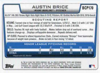 2012 Bowman Chrome - Prospects #BCP170 Austin Brice Back